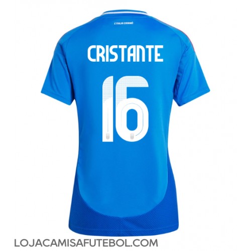 Camisa de Futebol Itália Bryan Cristante #16 Equipamento Principal Mulheres Europeu 2024 Manga Curta